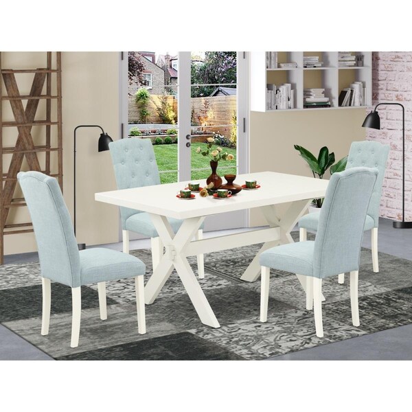 East West Furniture 5 Piece X-Style Rectangular Dining Table Set - Baby Blue X026CE215-5 - main